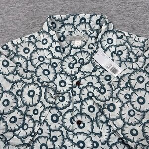 Outerknown BBQ Shirt Mens Medium Blue White Floral Loop Collar Short Sleeve NWT